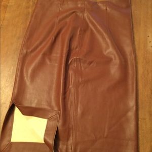 Zara Camel Leather Pencil Skirt